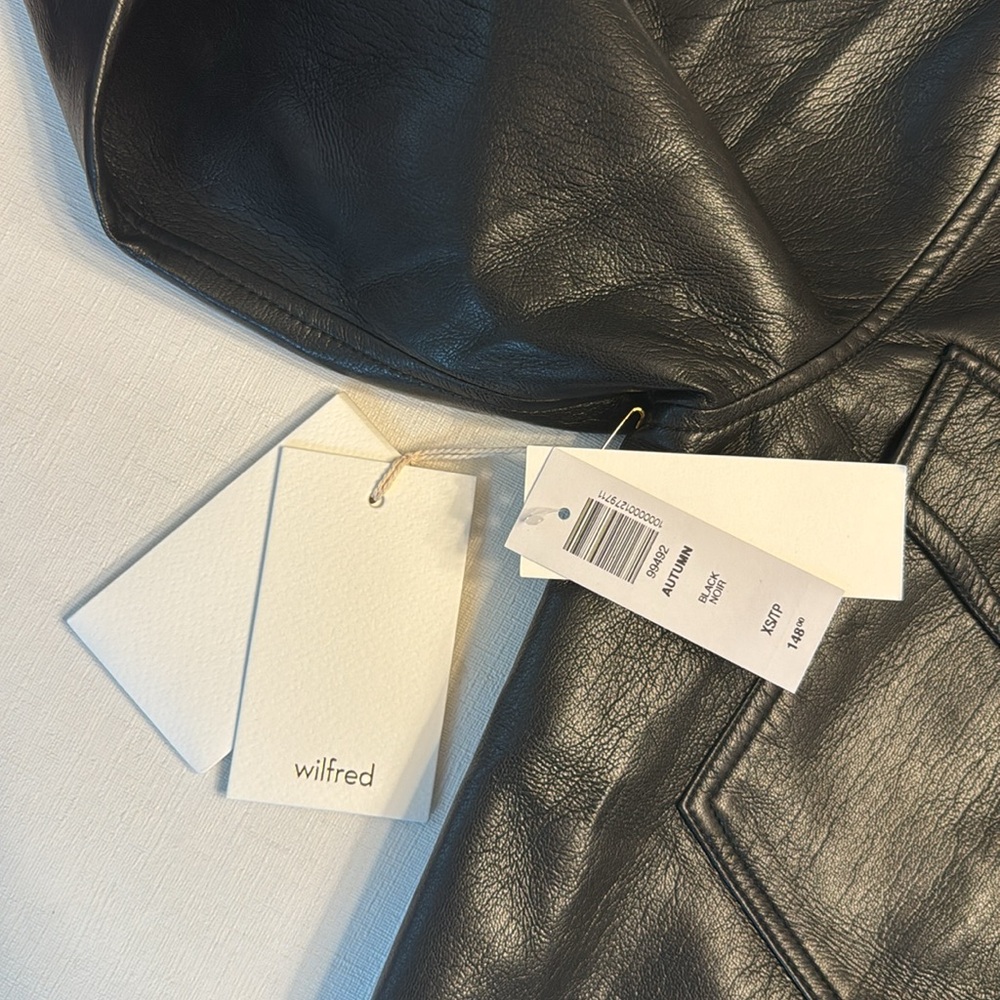 Wilfred Black Leather Button-Front Jacket NWT - image 3